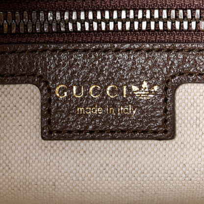 Gucci X ADIDAS Crystal Vintage Monogram Textured Dollar Calfskin Web Trefoil Logo Mini Bowling Bag Mid Natural Nut Off White New Acero 6 of 10