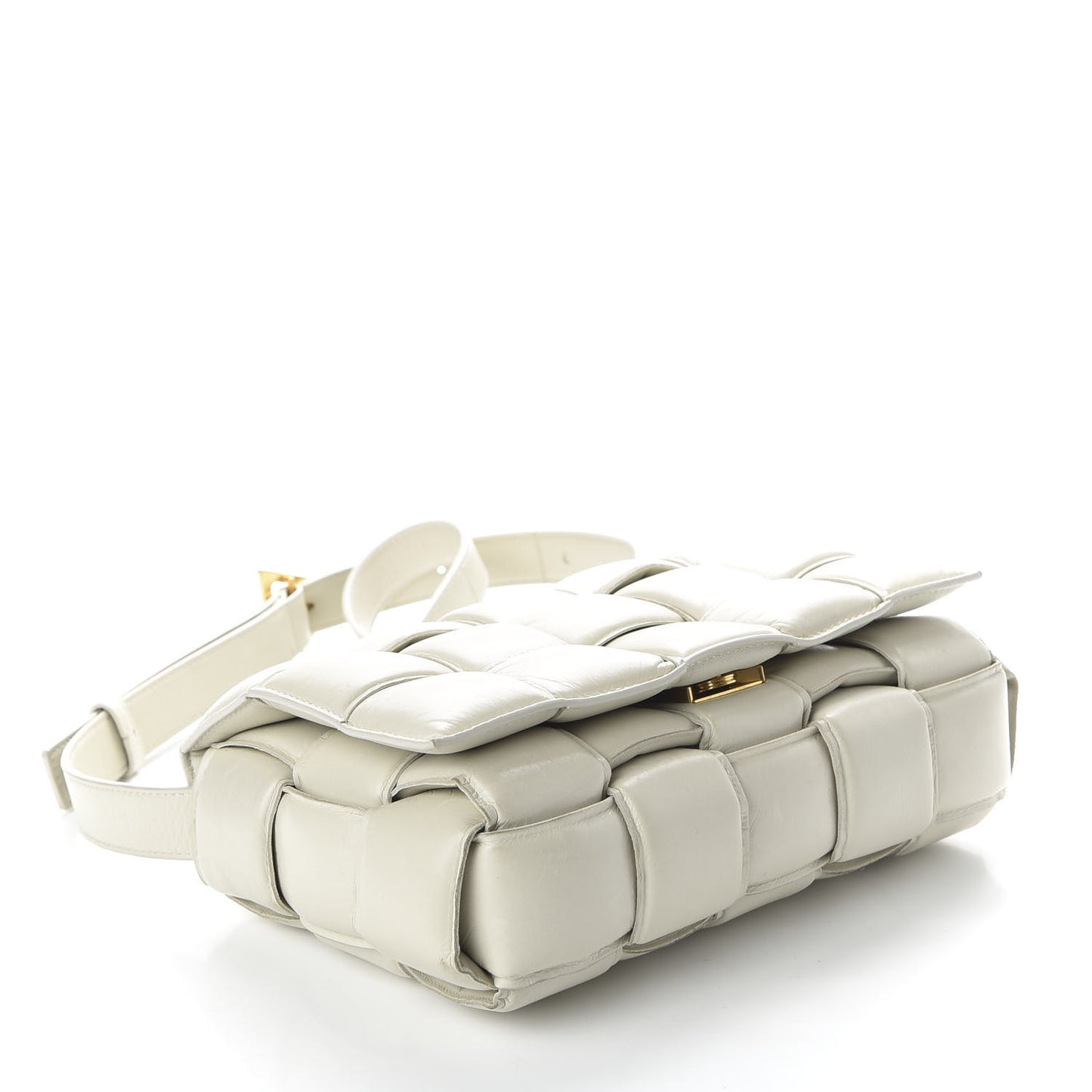 Paper Calfskin Maxi Intreccio Padded Cassette Crossbody Bag White