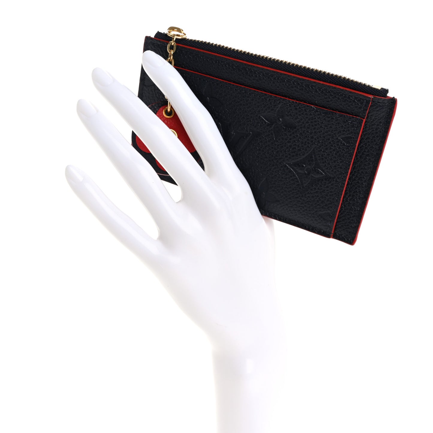 Empreinte Blooming Flowers Zipped Card Holder Marine Rouge