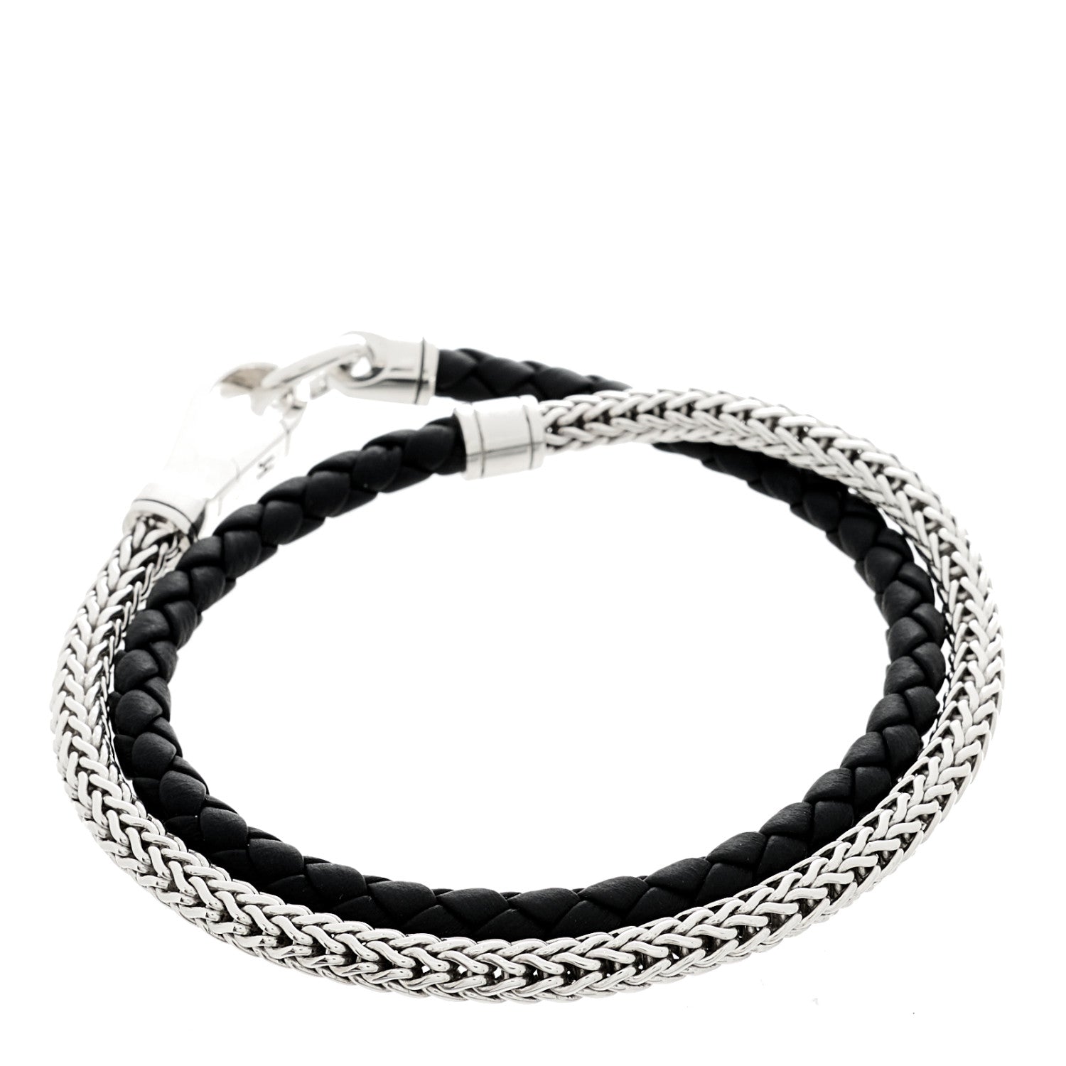 John Hardy Sterling Silver Leather Double Wrap Bracelet Black 2 of 4