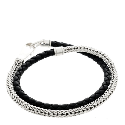 John Hardy Sterling Silver Leather Double Wrap Bracelet Black 2 of 4