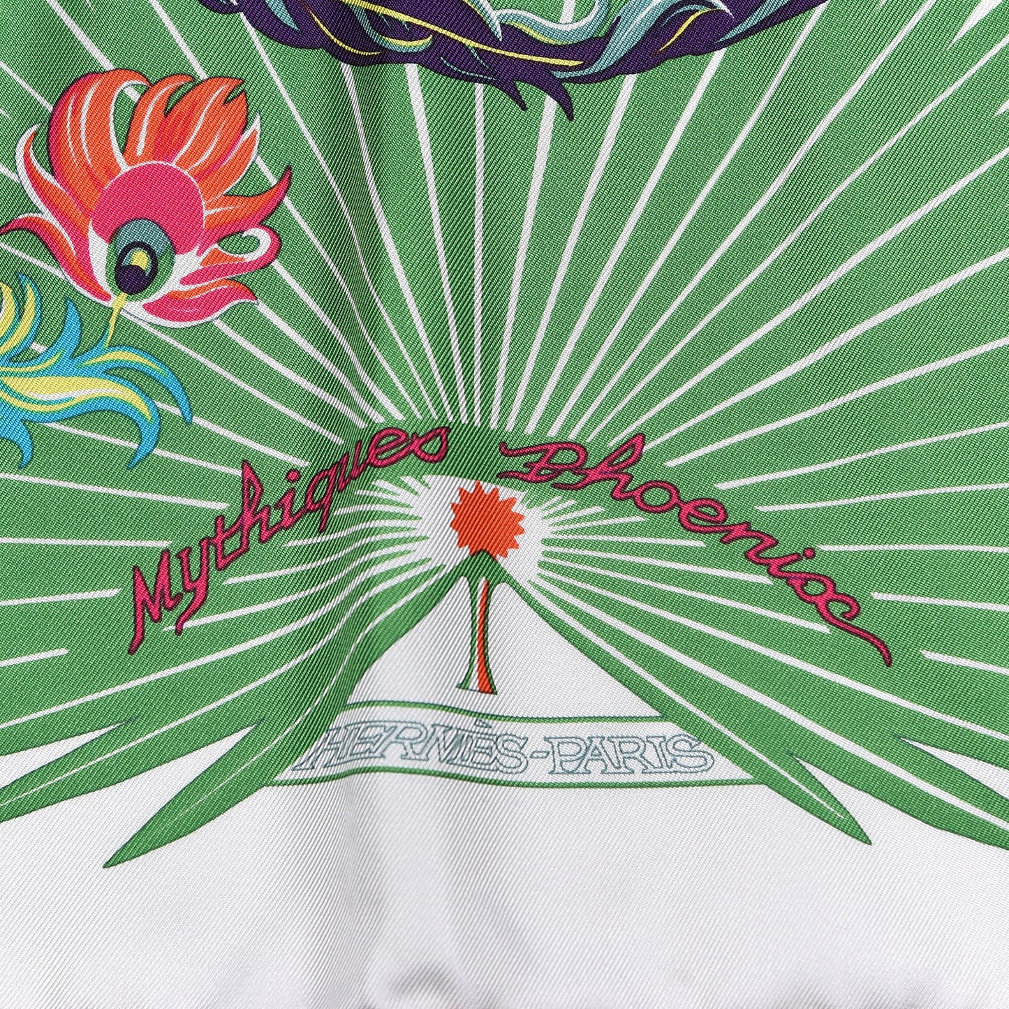 Silk Mythiques Phoenix Coloriage Scarf 90 Blanc Vert Rouge