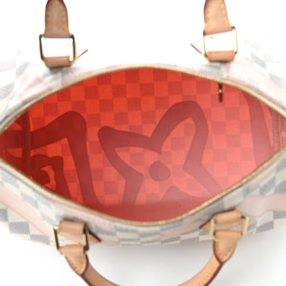 Louis Vuitton Damier Azur Tahitienne Speedy Bandouliere 30 Rose Ballerine 5 of 9