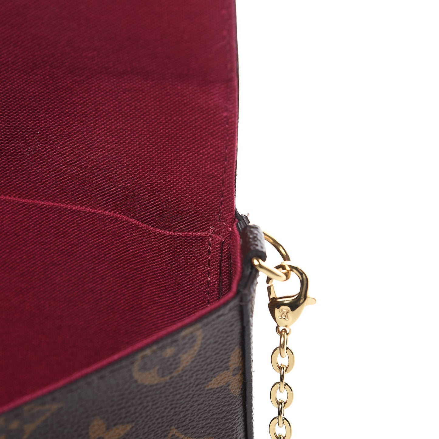Monogram Pochette Felicie Chain Wallet Fuchsia
