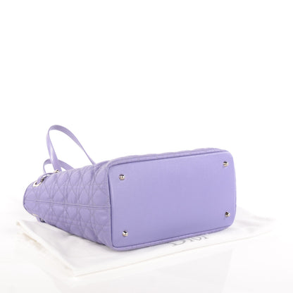 Christian Dior Coated Canvas Cannage Medium Panarea Tote Purple 4 of 8