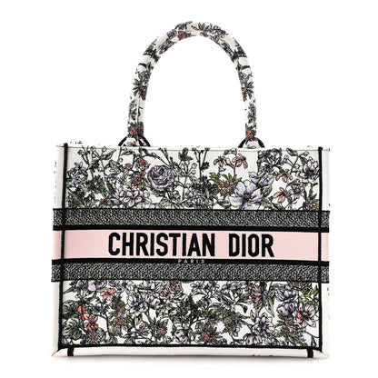 Christian Dior Canvas Embroidered Medium Flowers Book Tote White 1 of 9