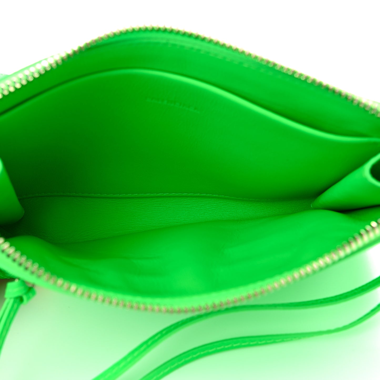Grained Calfskin Neo Classic Silver Hardware Zip Around Crossbody Fluo Green