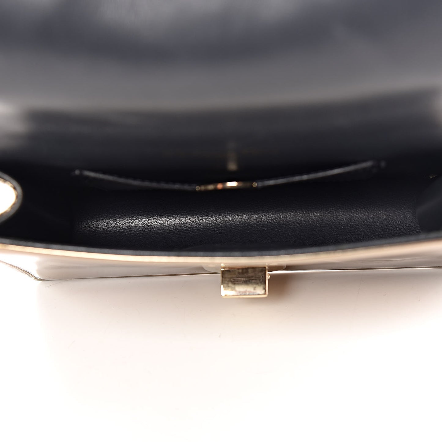 Metallic Patent Micro-Cannage Mini Diorama Flap Bag Gold