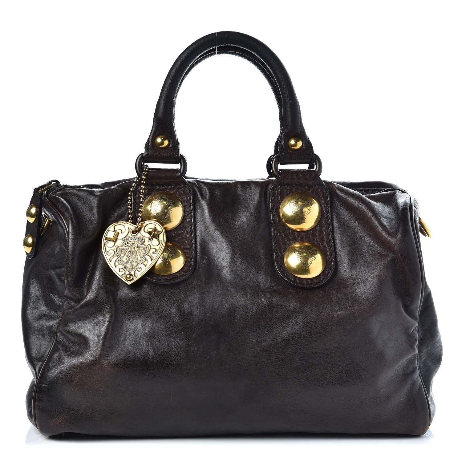 Gucci Calfskin Medium Babouska Boston Tote Dark Brown 1 of 14