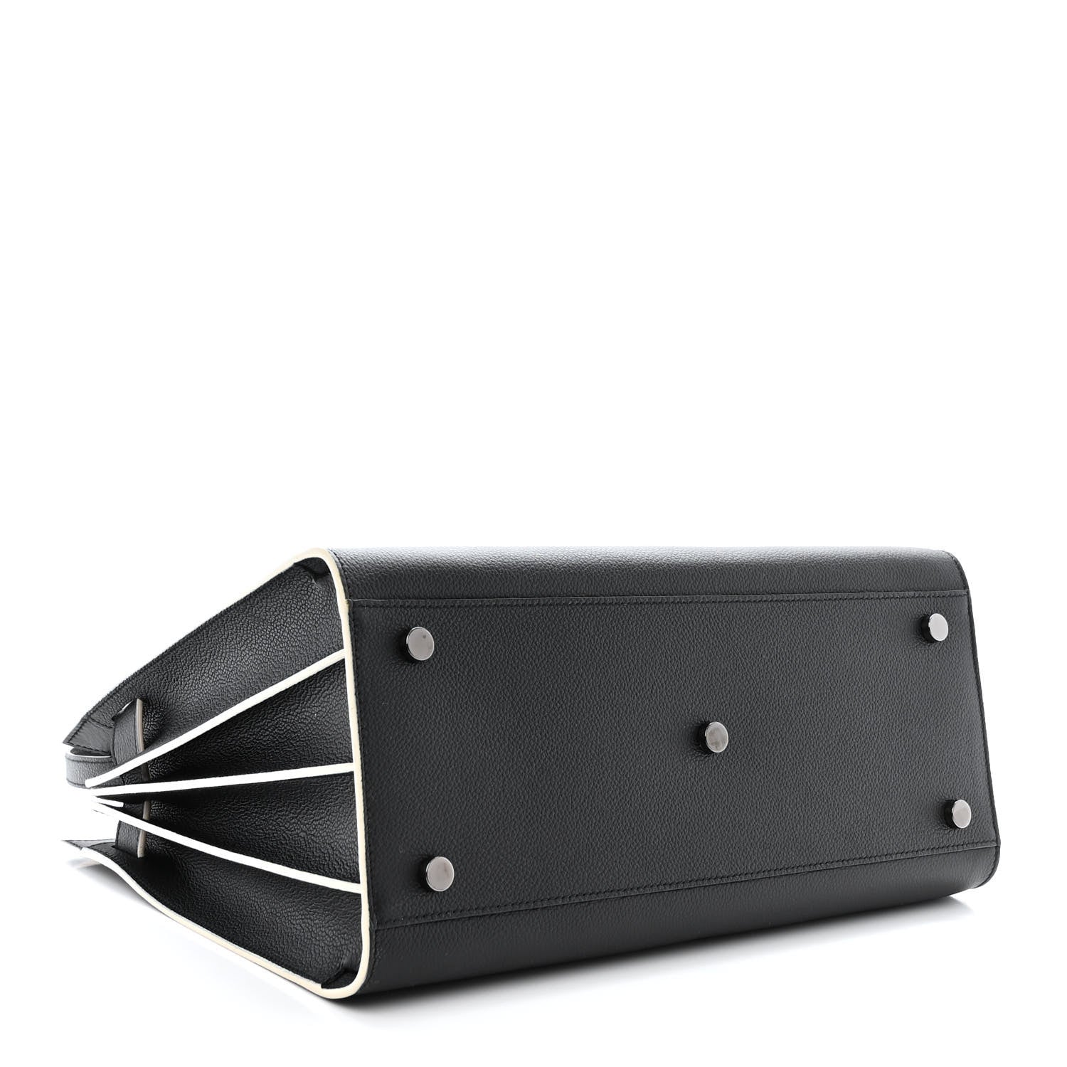 Saint Laurent Grained Calfskin Topstitch Small Sac De Jour Black Porcelain 4 of 12