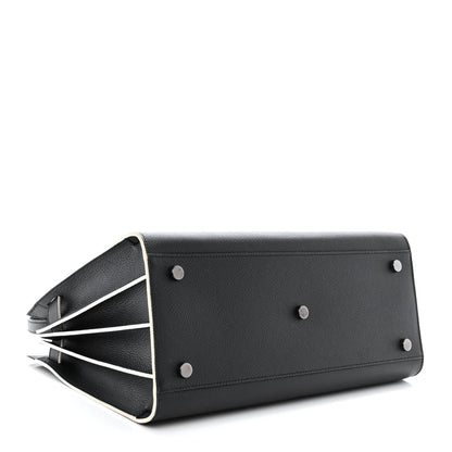 Saint Laurent Grained Calfskin Topstitch Small Sac De Jour Black Porcelain 4 of 12