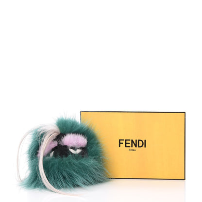 Fendi Fox Rabbit Goat Mink Fur Vitello Flamingo Minty Monster Bag Bug Charm Green Apple Multicolor 5 of 5