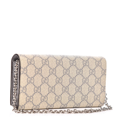 Gucci GG Supreme Monogram GG Pierce Chain Clutch Wallet Ecru Grigio 3 of 10