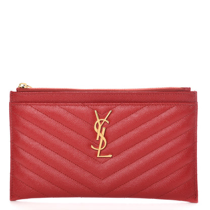 Saint Laurent Grain De Poudre Chevron Monogram Bill Pouch Bandana Red 1 of 8