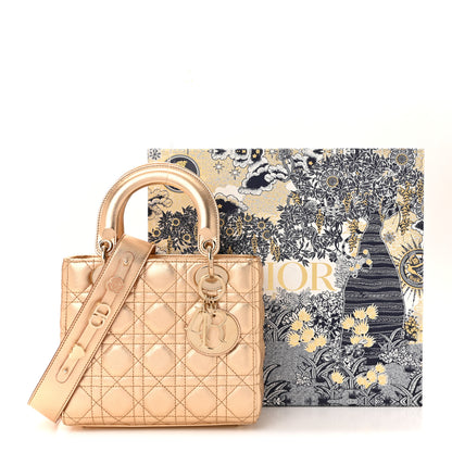Christian Dior Metallic Lambskin Cannage Small My ABCDior Lady Dior Rose Gold 12 of 12