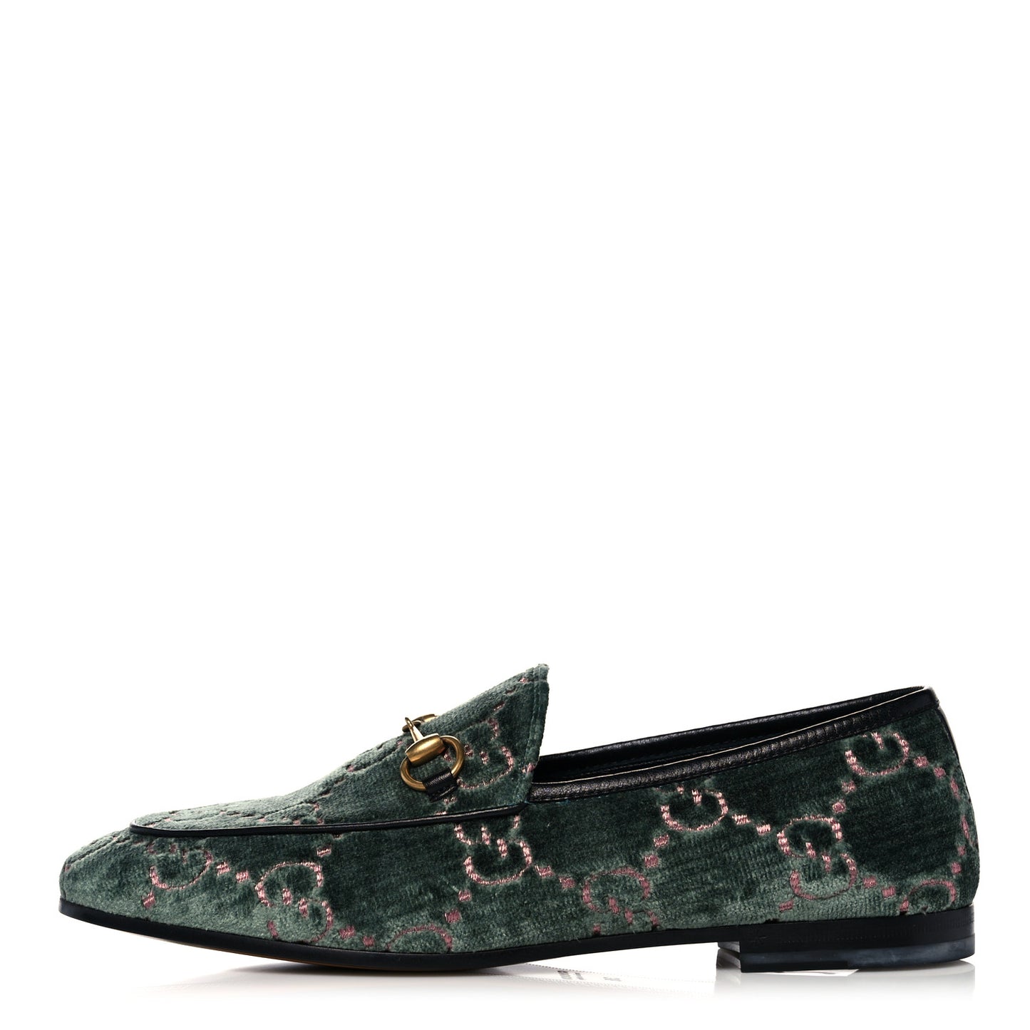 Velvet Malaga Kid GG Monogram Horsebit Womens Jordaan Loafers 38 Avio Dusty Pink Black
