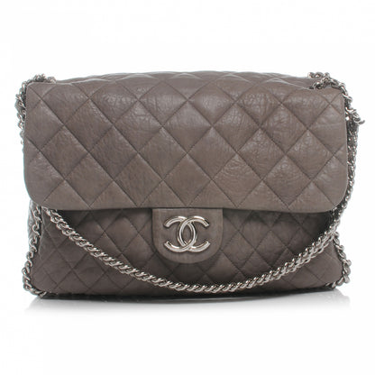 Chanel Washed Lambskin Chain Around Maxi Flap Bag Taupe 1 of 7
