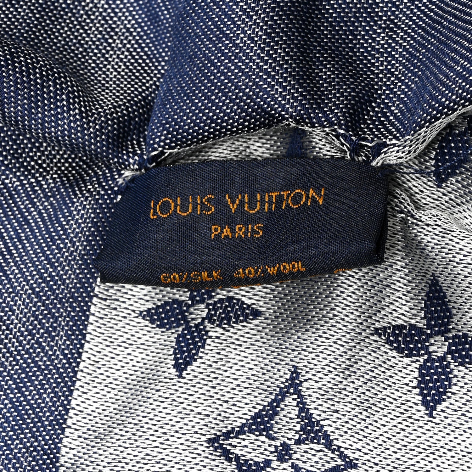 Louis Vuitton Silk Wool Monogram Denim Shawl Blue 3 of 4