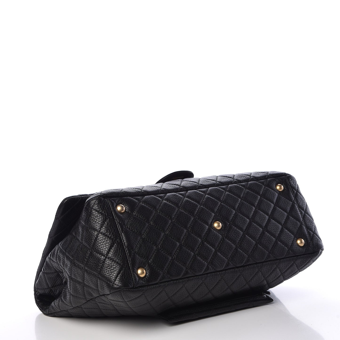 Calfskin Quilted XXL Travel Flap Bag Black