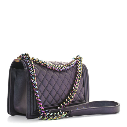 Chanel Iridescent Goatskin Quilted Medium Boy Flap Purple 3 of 10