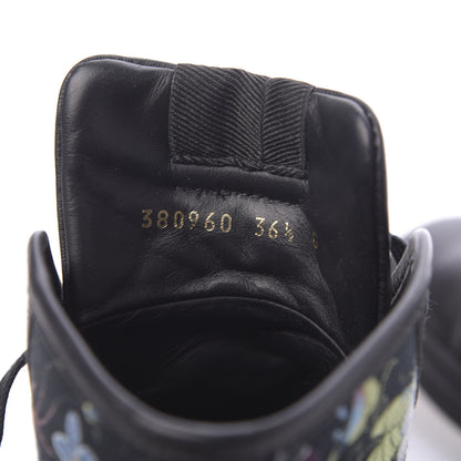 Gucci Canvas Flora Knight High Top Sneakers 36.5 Black 7 of 8