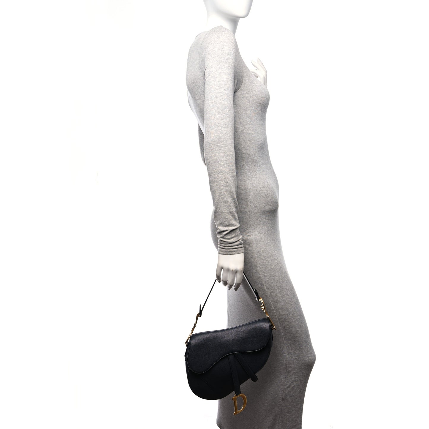 Grained Calfskin Saddle Bag Black