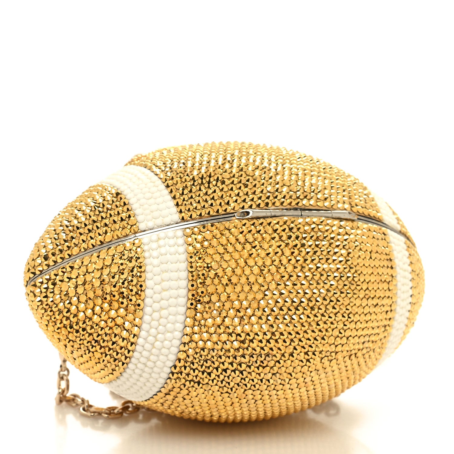 Judith Leiber Crystal Football Minaudiere Clutch Gold 4 of 10