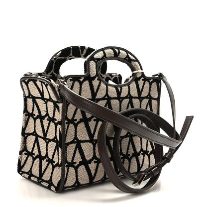Valentino Garavani Toile Iconographe Goatskin Mini Le Troisieme Shopping Bag Naturale Black Fondant 3 of 8
