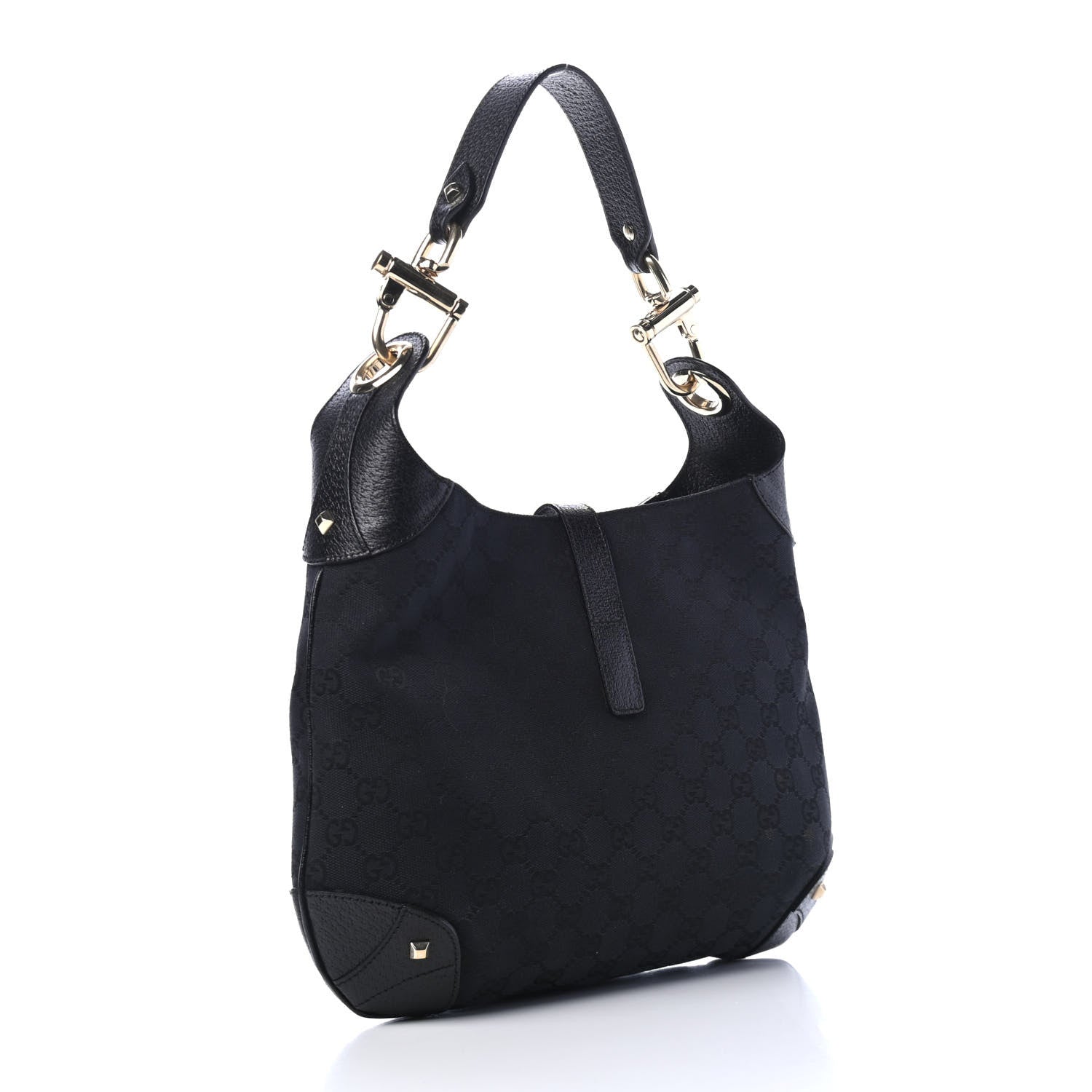 Gucci Monogram Piston Lock Jackie O Hobo Black 2 of 4