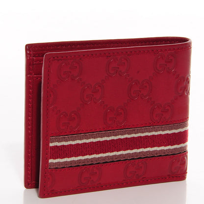 Gucci Mens Guccissima Web Bi-Fold Wallet Red 3 of 8