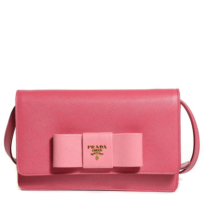 Prada Saffiano Lux Bow Crossbody Bag Peonia Geranio 1 of 9