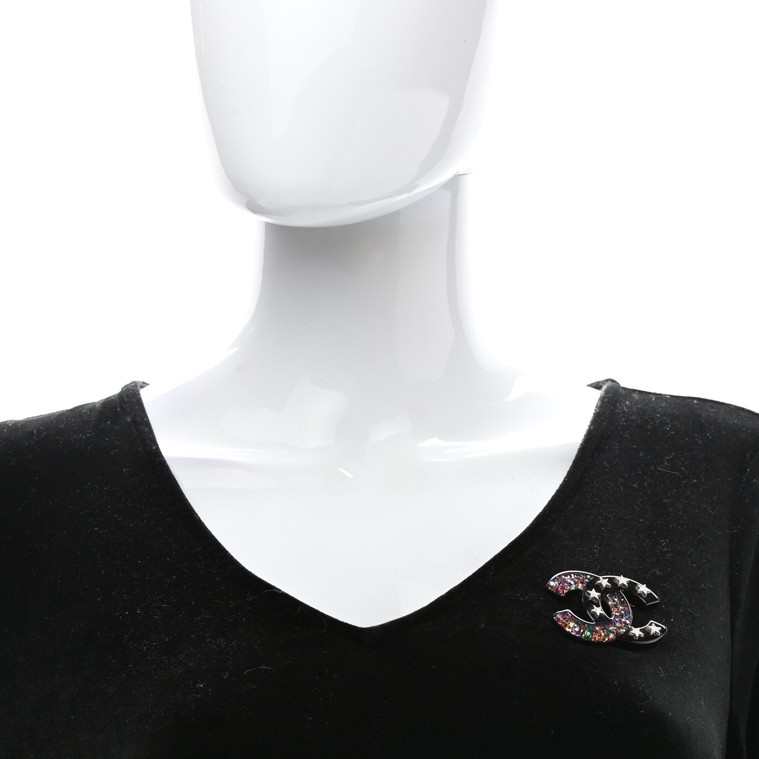 Chanel Resin Glitter Crystal CC Star Brooch Multicolor 2 of 5