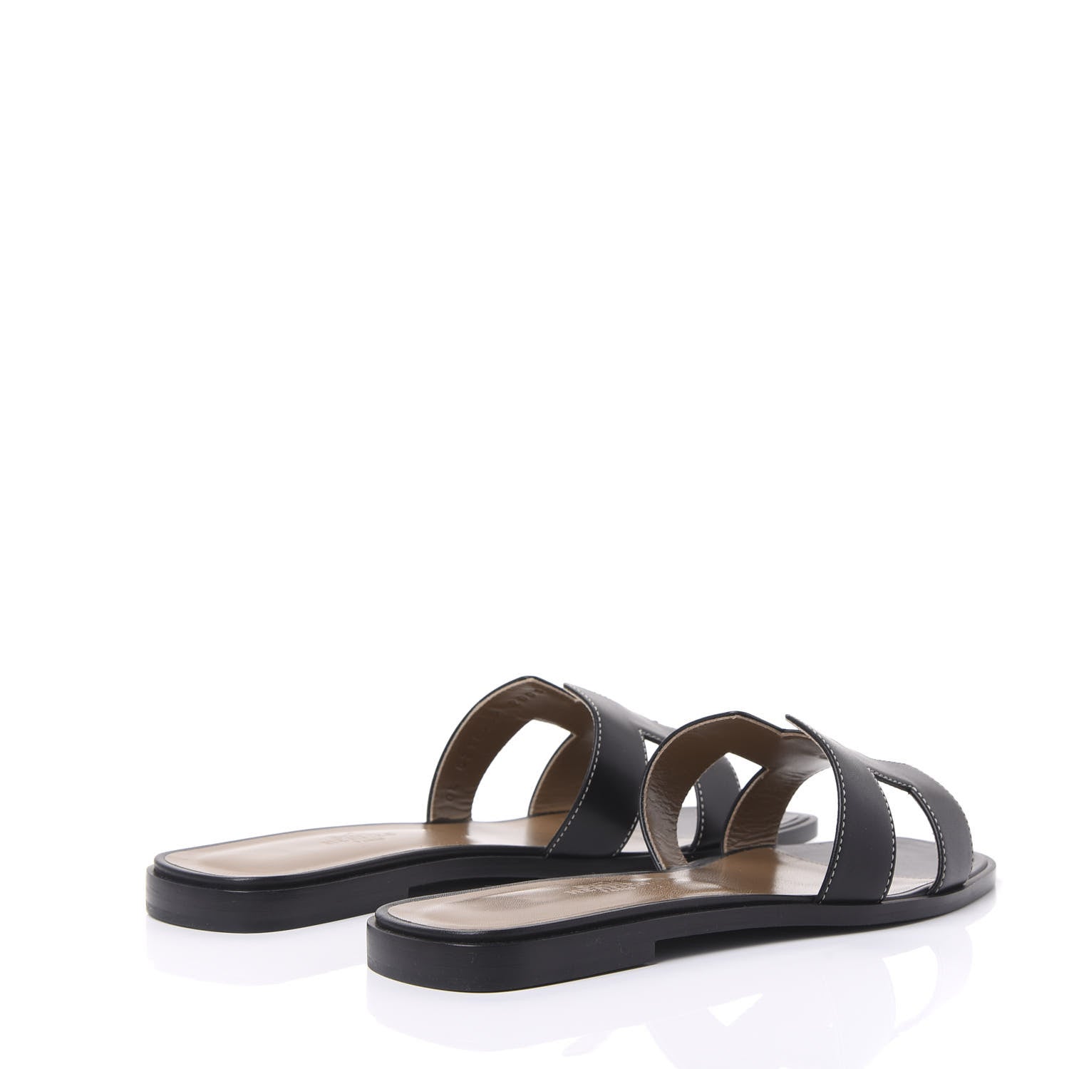 Hermes Box Calfskin Oran Sandals 38.5 Black 4 of 9
