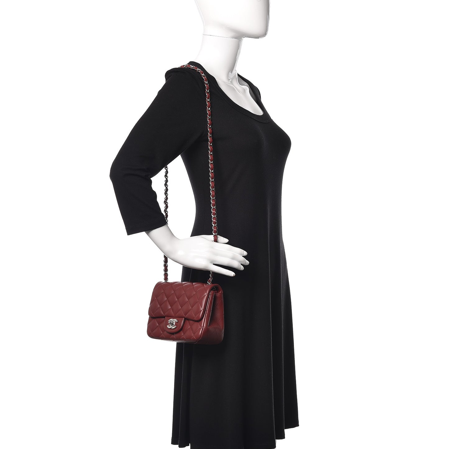 Lambskin Enamel Quilted Mini Coco Hearts Square Flap Burgundy