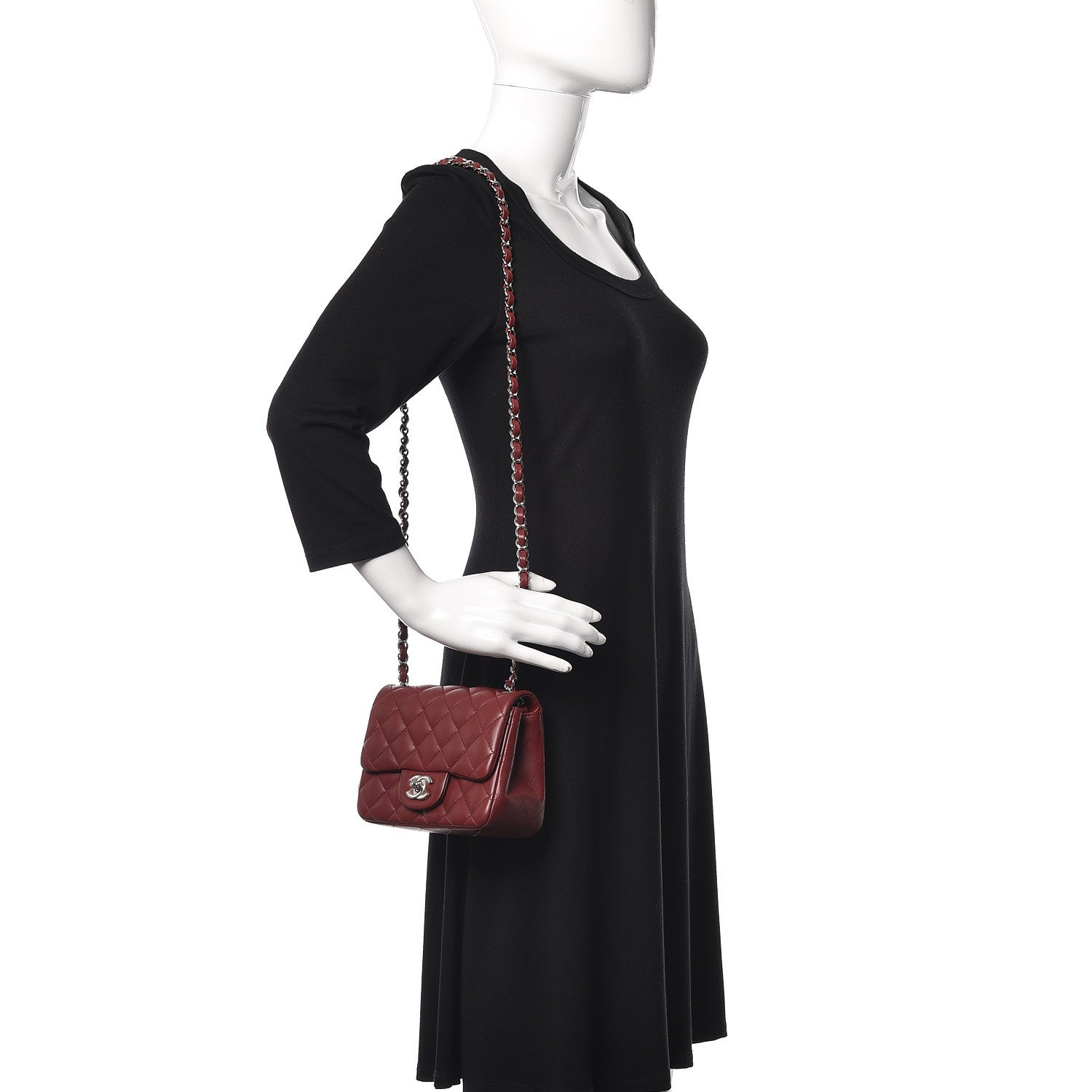 Chanel Lambskin Enamel Quilted Mini Coco Hearts Square Flap Burgundy 2 of 9