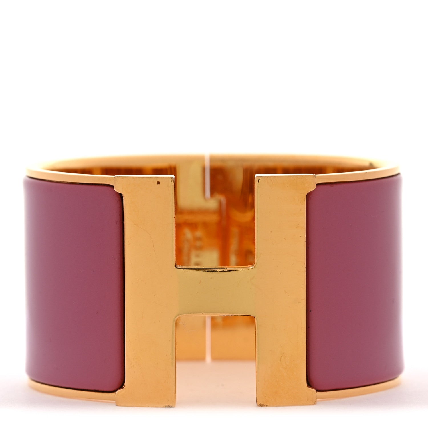 Hermes Enamel Extra Wide Clic Clac H Bracelet PM Rose Velours