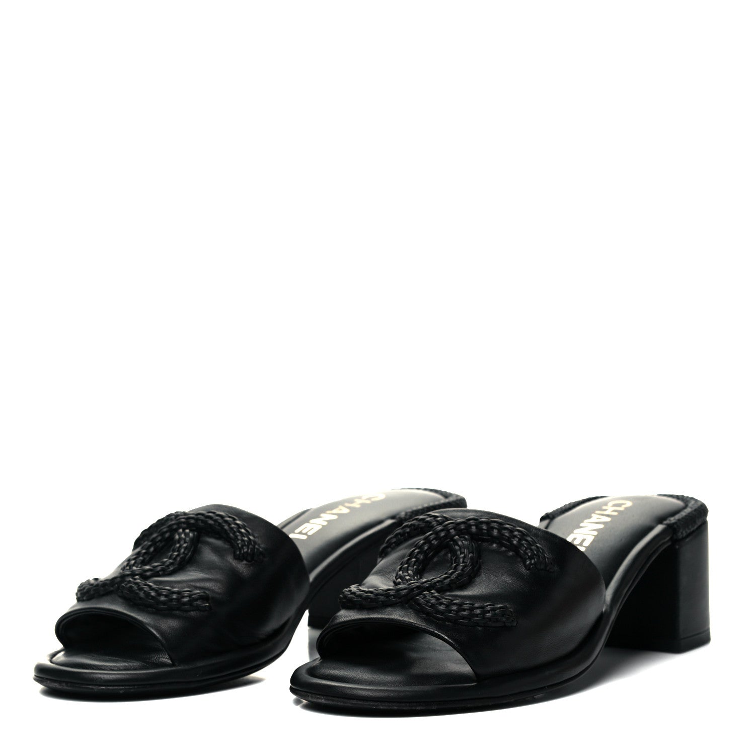 Chanel Lambskin CC Braided Mules 36 Black 3 of 7
