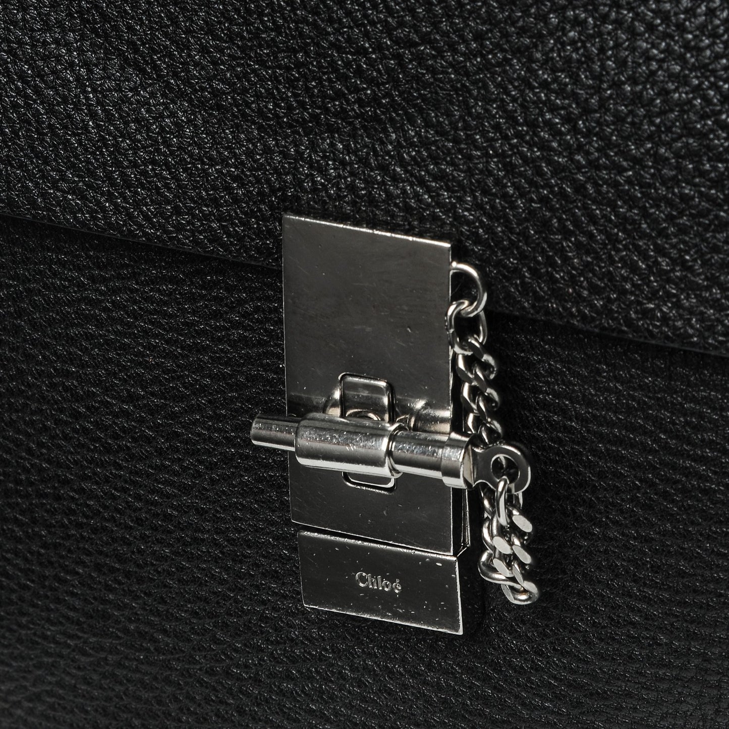 Grained Lambskin Medium Drew Shoulder Bag Black