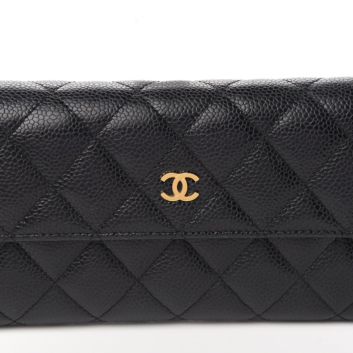 Caviar Quilted Large Gusset Flap Wallet Black