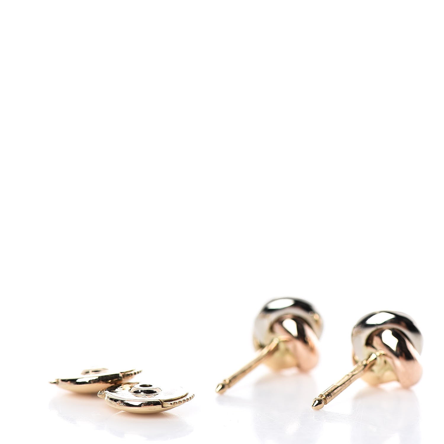 Cartier 18K Pink Yellow White Gold Trinity Stud Earrings 3 of 5