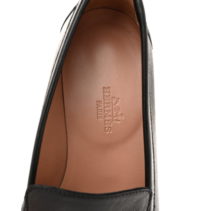 Hermes Goatskin Womens Paris Loafers 36.5 Black 7 of 10