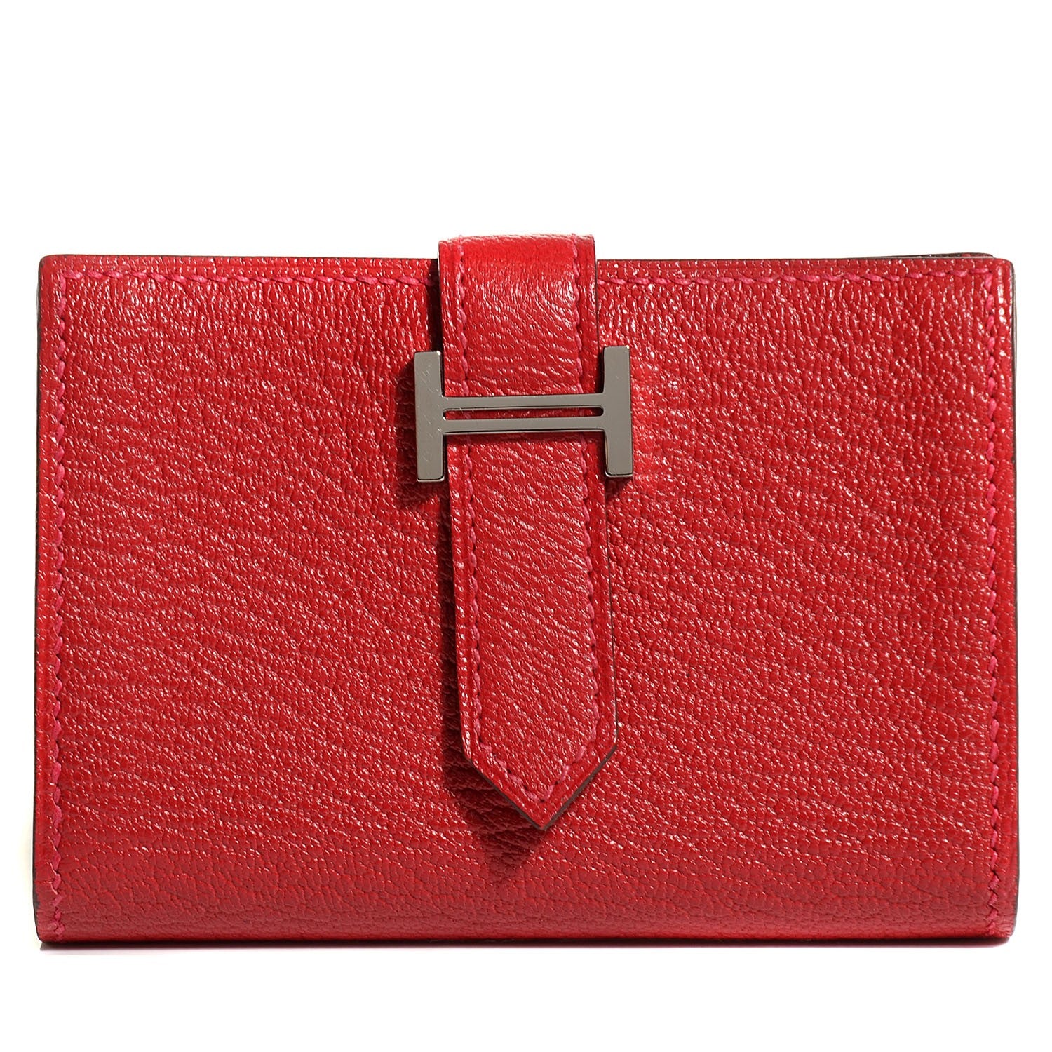 Hermes Chevre Mysore Mini Bearn Wallet Rouge Casaque 1 of 10