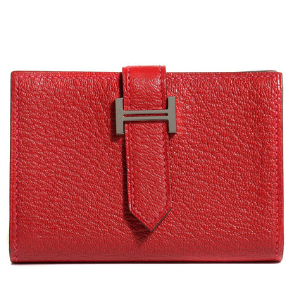 Hermes Chevre Mysore Mini Bearn Wallet Rouge Casaque 1 of 10