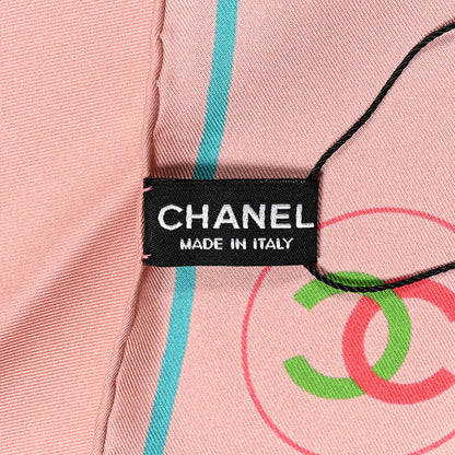 Chanel Silk CC Square Scarf Pink Multicolor 3 of 3