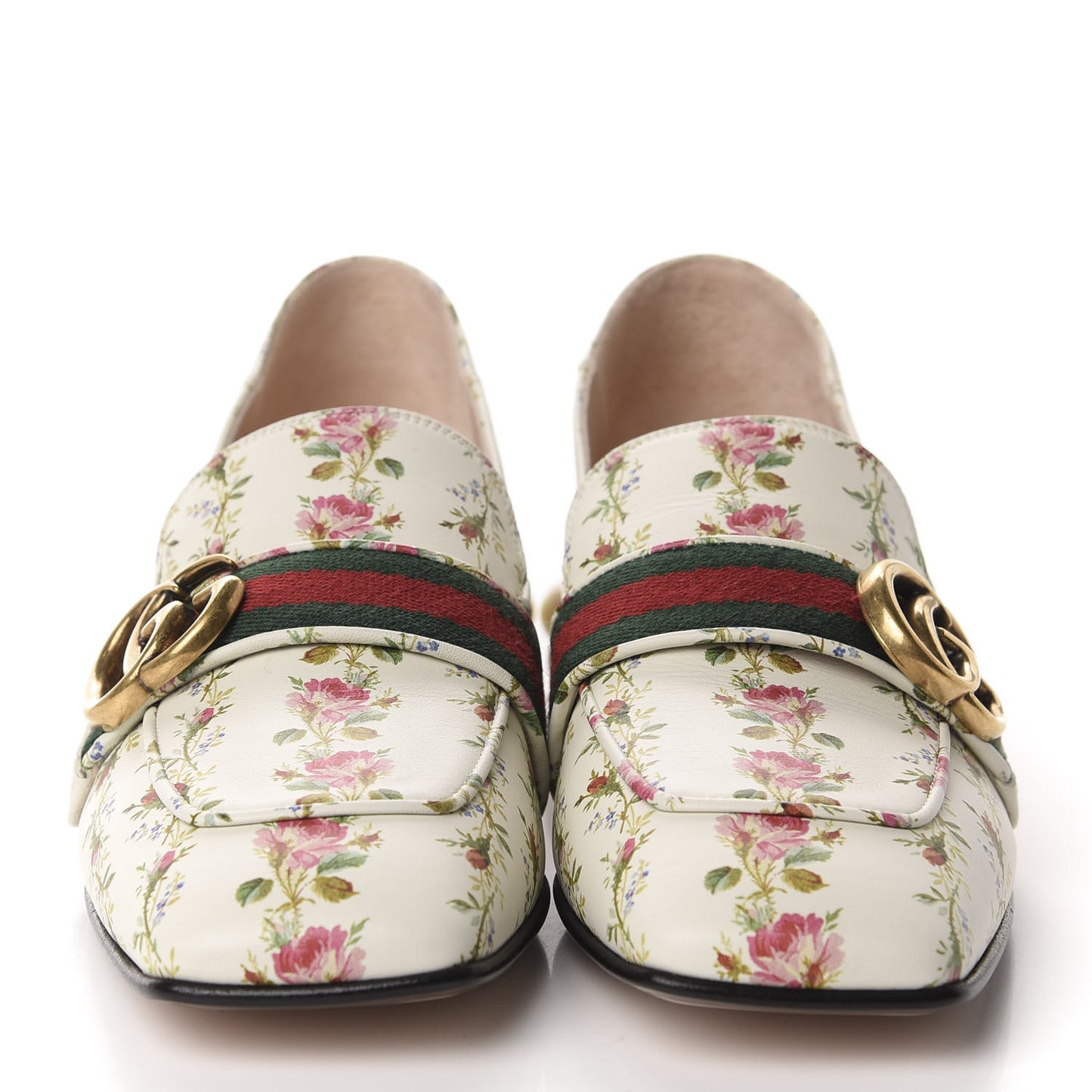 Calfskin Web Pearl Floral Embellished Peyton Loafer 37 White Multicolor