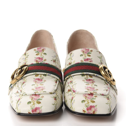 Gucci Calfskin Web Pearl Floral Embellished Peyton Loafer 37 White Multicolor 2 of 11