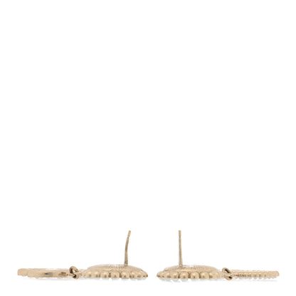 Chanel Crystal Pearl CC Drop Round Earrings Gold 3 of 4