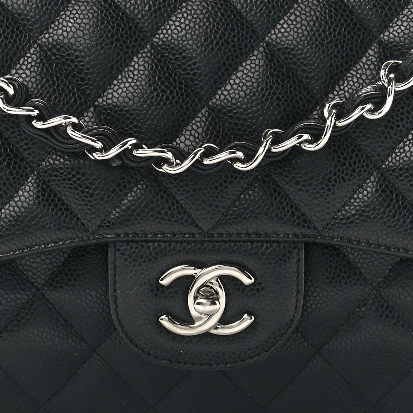 Caviar Quilted Jumbo Double Flap Black