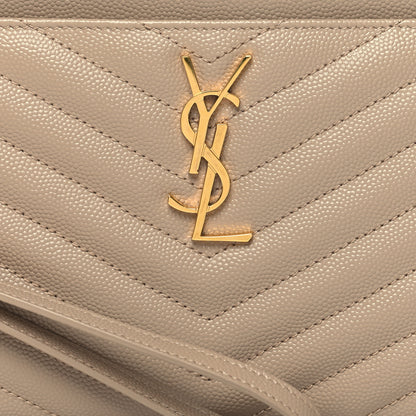 Saint Laurent Grain De Poudre Chevron Monogram Large Bill Pouch Cork 8 of 10