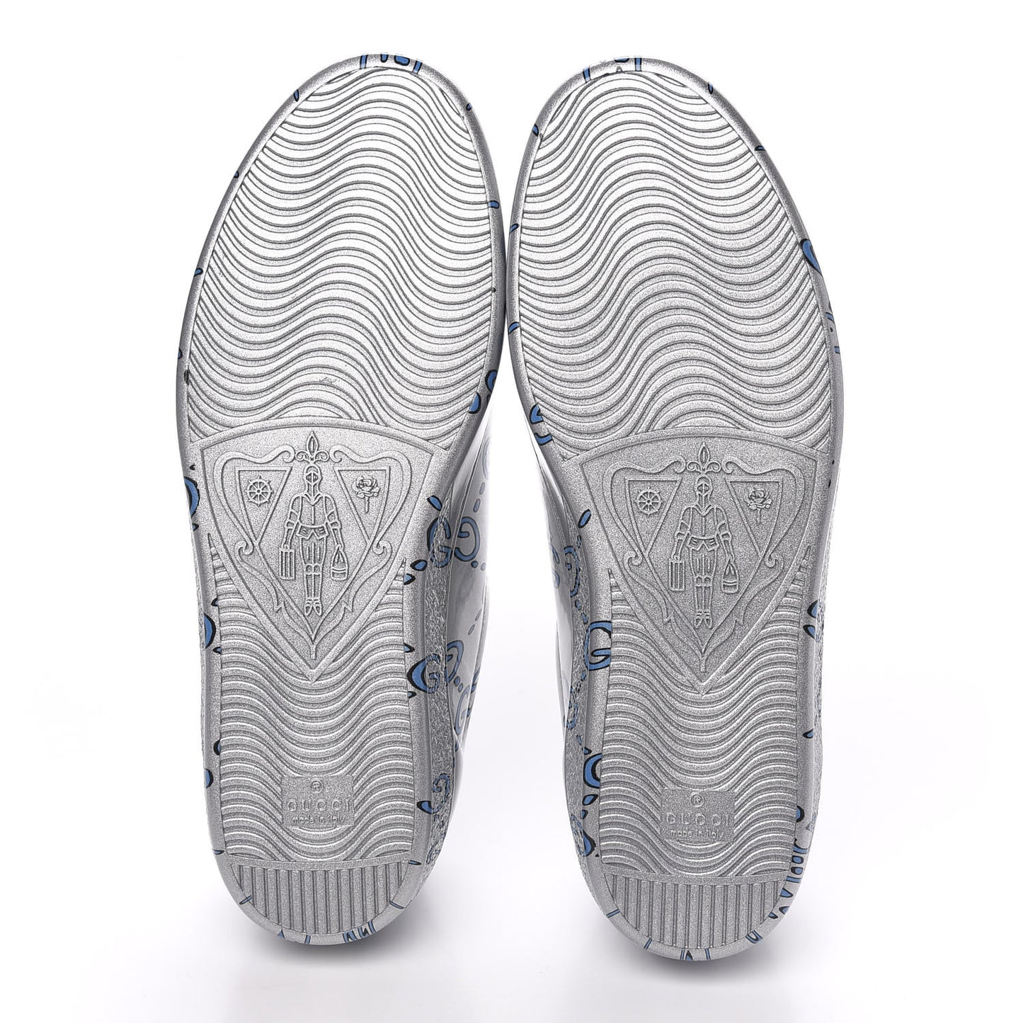 Miro Rubber Wax GucciGhost Print Mens New Ace Sneakers 9 Silver